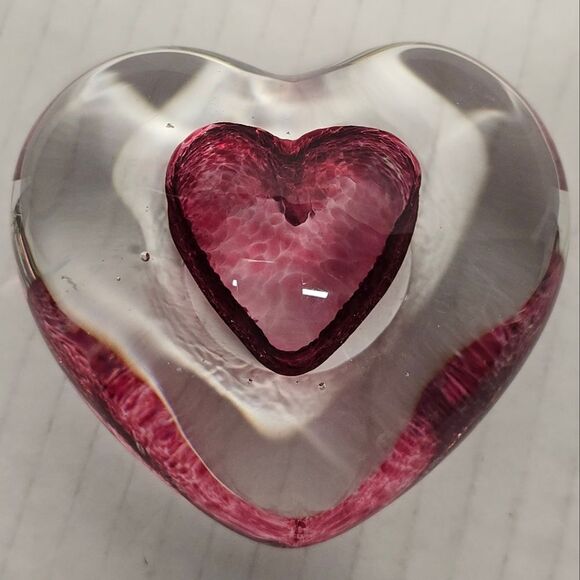 NOT FOR SALE Vintage Murano Italy Blown Glass Heart Paperweight - Picture 6 of 8